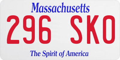 MA license plate 296SK0