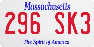 MA license plate 296SK3