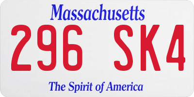 MA license plate 296SK4