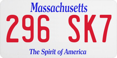 MA license plate 296SK7