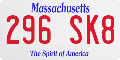 MA license plate 296SK8