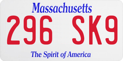 MA license plate 296SK9