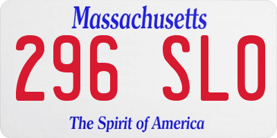 MA license plate 296SL0