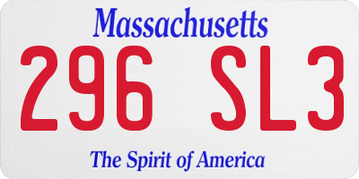 MA license plate 296SL3