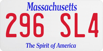 MA license plate 296SL4
