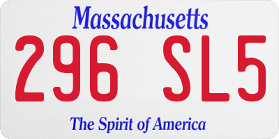 MA license plate 296SL5