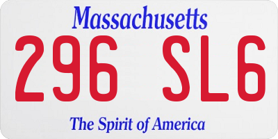 MA license plate 296SL6