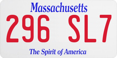 MA license plate 296SL7