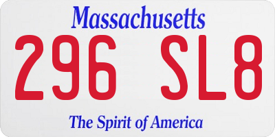 MA license plate 296SL8