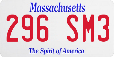 MA license plate 296SM3