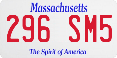 MA license plate 296SM5