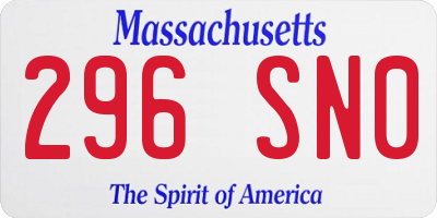 MA license plate 296SN0