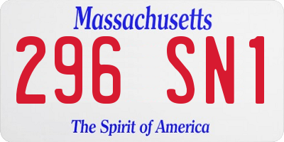 MA license plate 296SN1