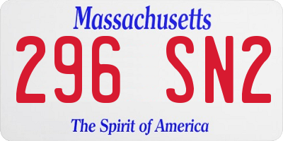 MA license plate 296SN2