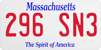 MA license plate 296SN3