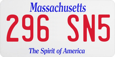 MA license plate 296SN5