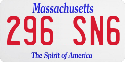 MA license plate 296SN6