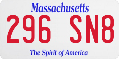 MA license plate 296SN8