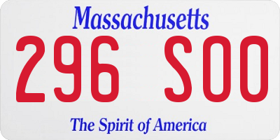 MA license plate 296SO0