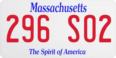 MA license plate 296SO2