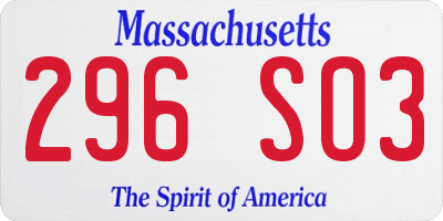 MA license plate 296SO3