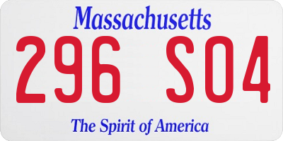 MA license plate 296SO4