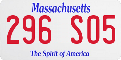 MA license plate 296SO5