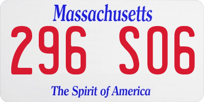 MA license plate 296SO6