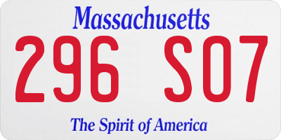 MA license plate 296SO7