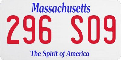 MA license plate 296SO9