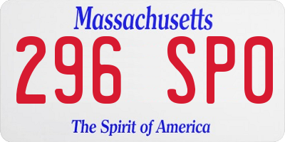 MA license plate 296SP0