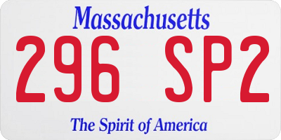 MA license plate 296SP2