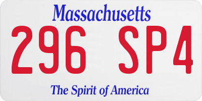 MA license plate 296SP4
