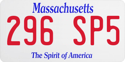 MA license plate 296SP5