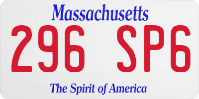 MA license plate 296SP6