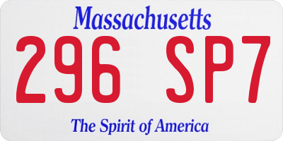 MA license plate 296SP7