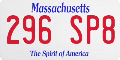 MA license plate 296SP8