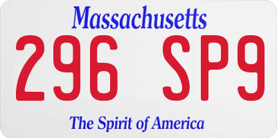 MA license plate 296SP9
