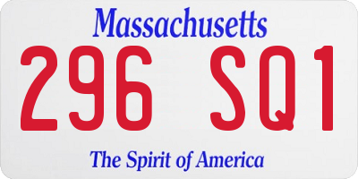 MA license plate 296SQ1
