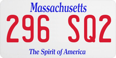 MA license plate 296SQ2