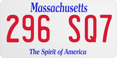 MA license plate 296SQ7