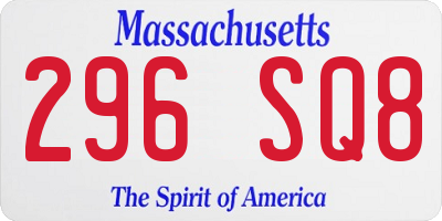 MA license plate 296SQ8