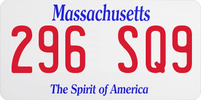 MA license plate 296SQ9