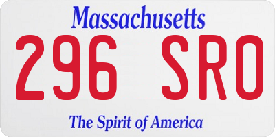 MA license plate 296SR0