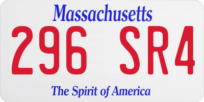 MA license plate 296SR4