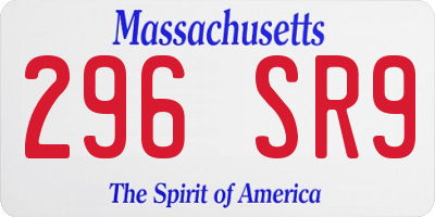 MA license plate 296SR9