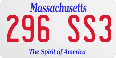 MA license plate 296SS3
