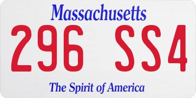 MA license plate 296SS4