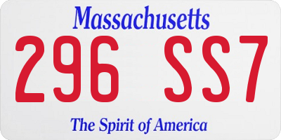 MA license plate 296SS7