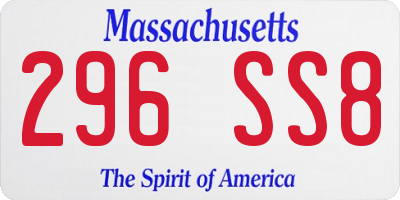 MA license plate 296SS8